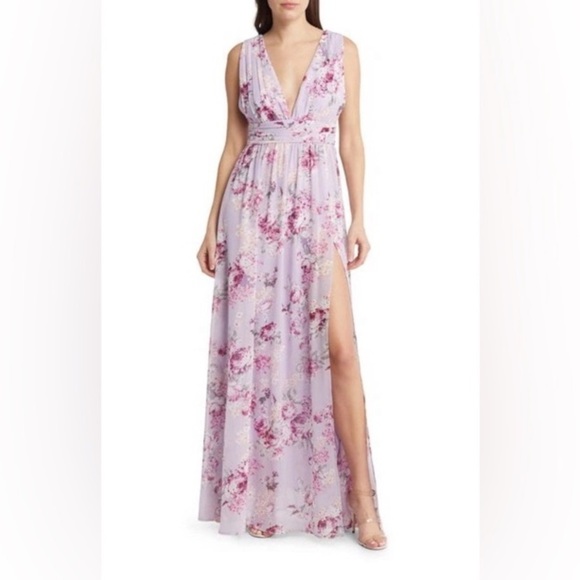 New! Lulu's Garden Meandering Maxi Dress Lavender Floral NWT 21851 - Picture 2 of 16